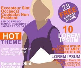 Fashion woman magazine cover vector material 04