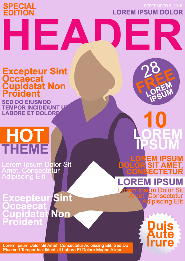 Fashion woman magazine cover vector material 04
