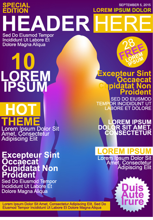 Fashion woman magazine cover vector material 08