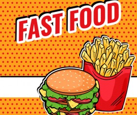 Fast food poster template vector material 06