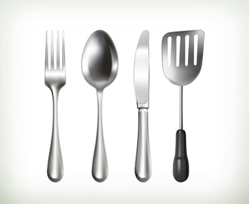 Flatware shiny vector set