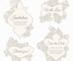 Floral wedding invitation labels vector.rar