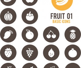 Fruits circle icons vector material 01