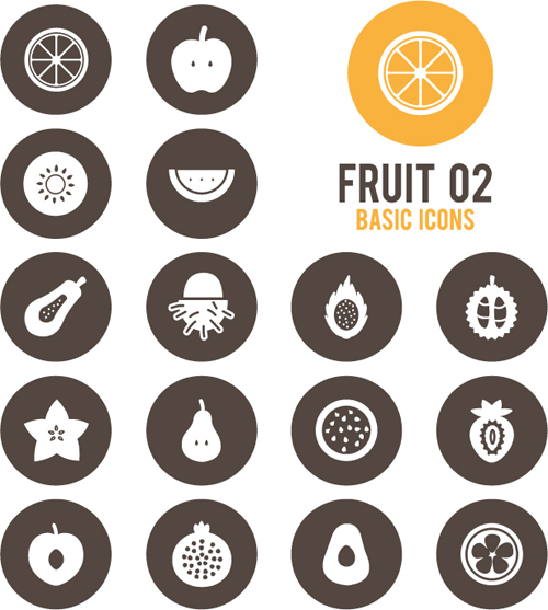 Fruits circle icons vector material 02