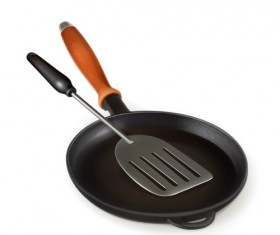 Frying pan illistration vector material 04