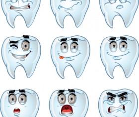 Funny teeth emoticons icons set 01
