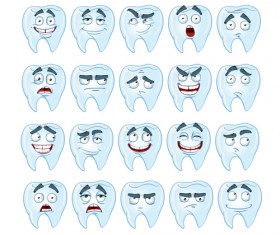 Funny teeth emoticons icons set 02
