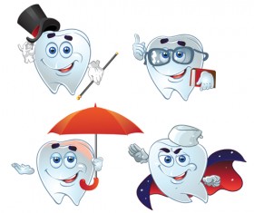 Funny tooth with health vector icons set 01