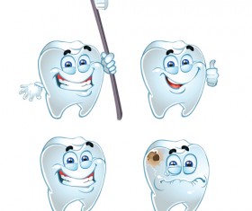 Funny tooth with health vector icons set 02