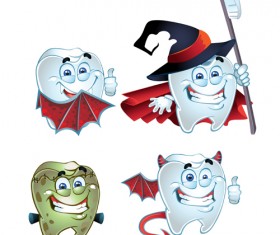 Funny tooth with health vector icons set 03