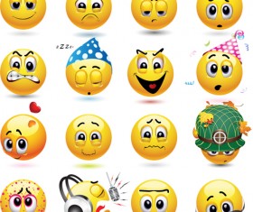 Funny yellow smile face vector icons 02
