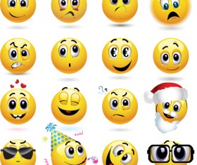 Funny yellow smile face vector icons 03