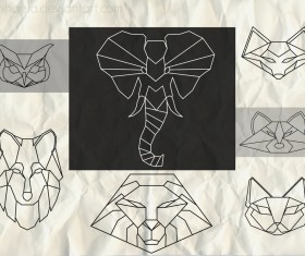 Geometric animals outline brushes