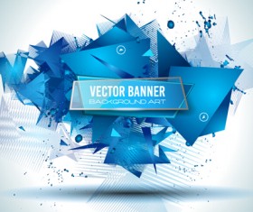 Glasses banner with geometric shapes background vector 01