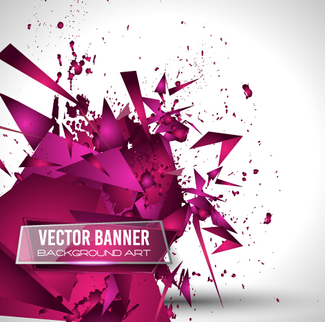 Glasses banner with geometric shapes background vector 02