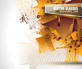 Glasses banner with geometric shapes background vector 03