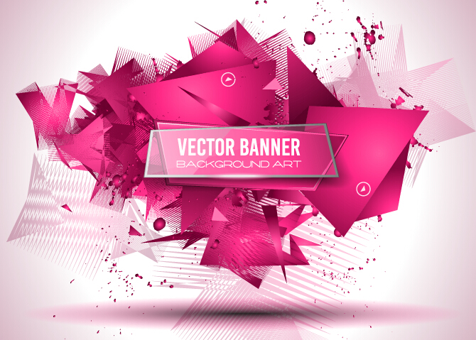 Glasses banner with geometric shapes background vector 04