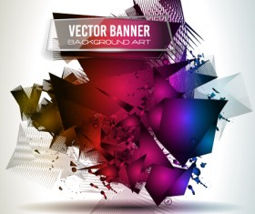 Glasses banner with geometric shapes background vector 06