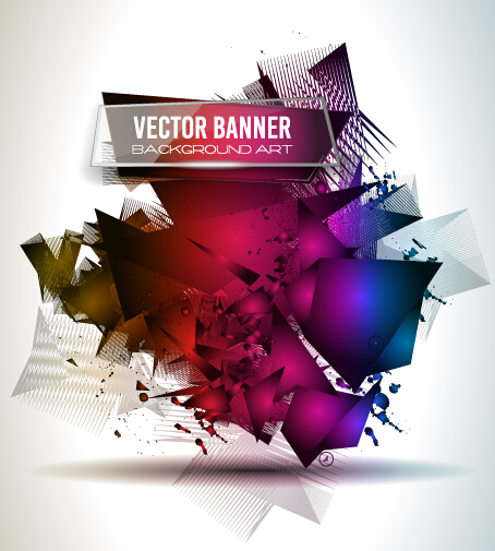Glasses banner with geometric shapes background vector 06