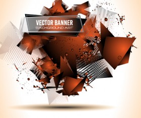 Glasses banner with geometric shapes background vector 07
