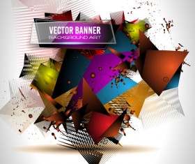 Glasses banner with geometric shapes background vector 08