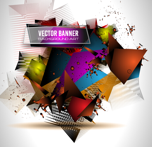 Glasses banner with geometric shapes background vector 08