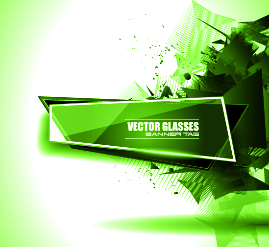 Glasses banner with geometric shapes background vector 11