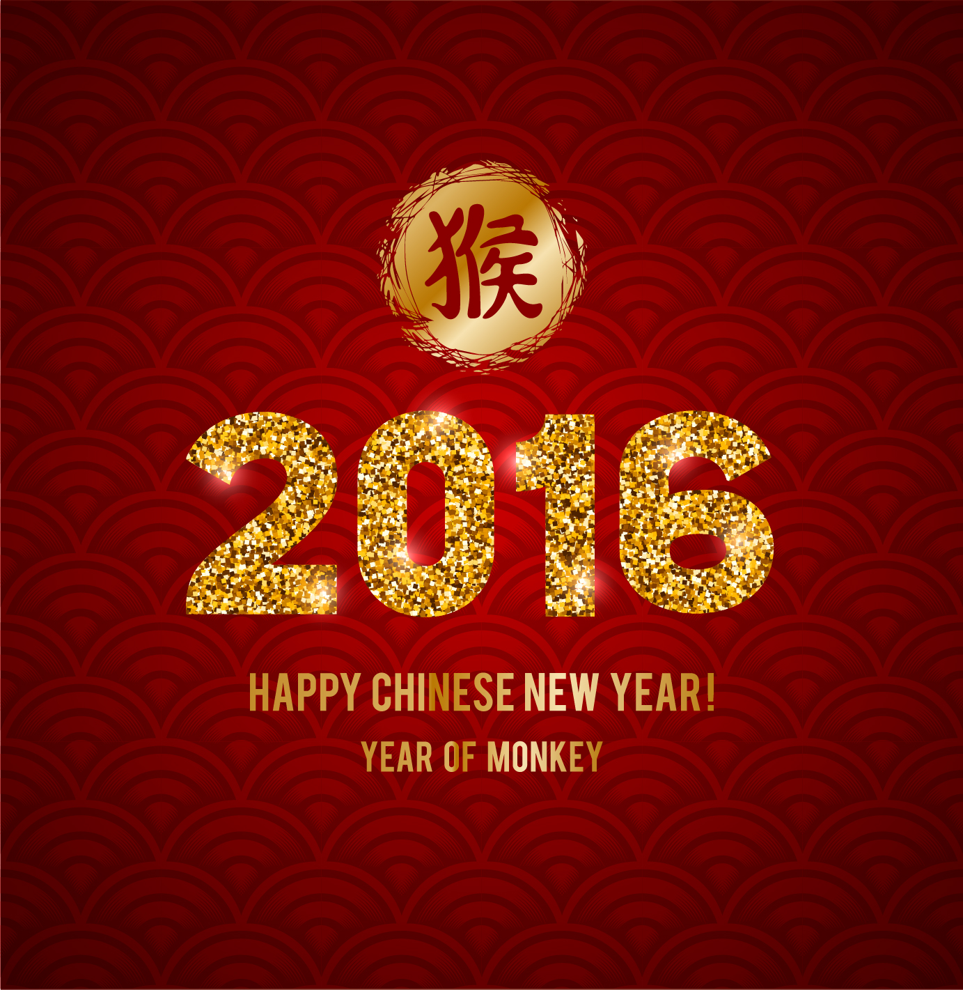 Golden china 2016 new year with red background vector