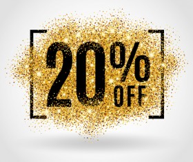 Golden discounts poster vector graphic 01