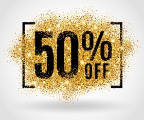 Golden discounts poster vector graphic 02