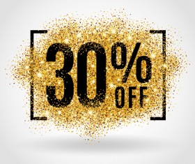 Golden discounts poster vector graphic 04