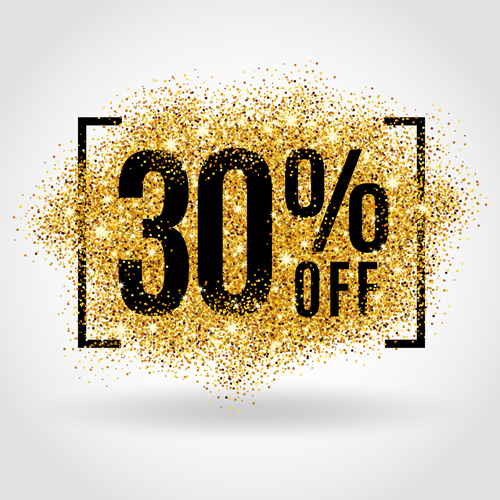 Golden discounts poster vector graphic 04