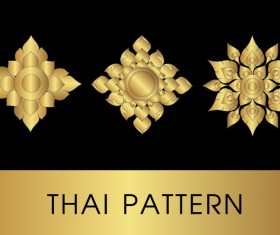 Golden thai ornaments art vector material 01