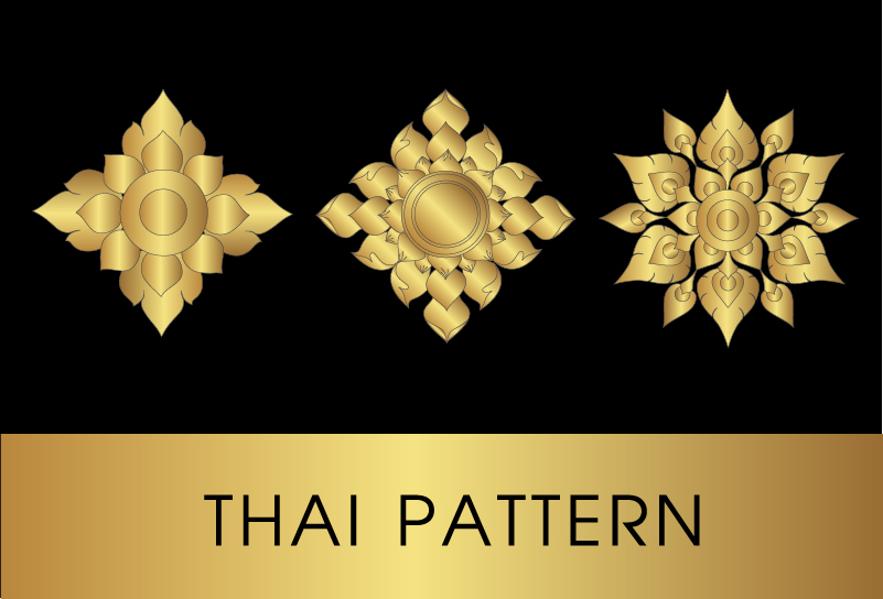 Golden thai ornaments art vector material 01