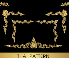 Golden thai ornaments art vector material 02
