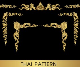 Golden thai ornaments art vector material 03