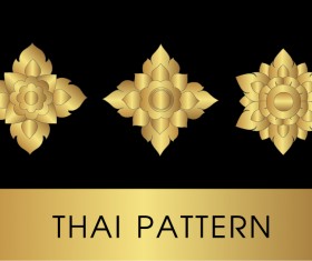 Golden thai ornaments art vector material 04