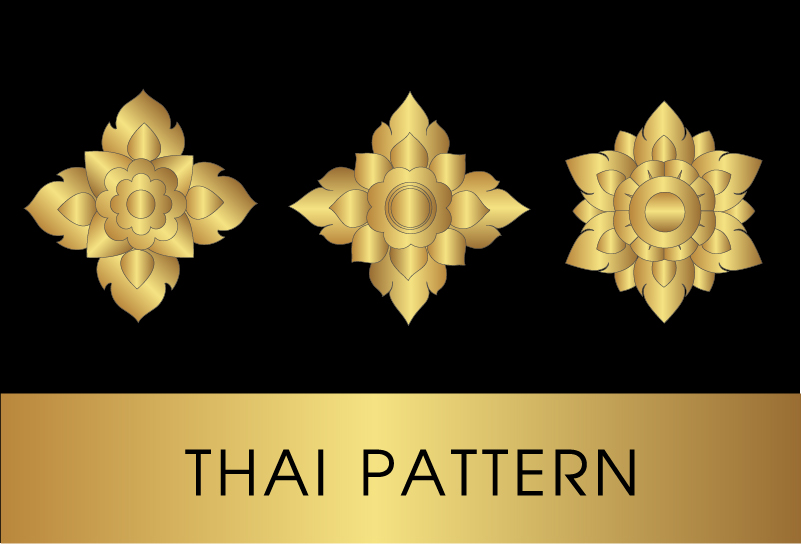 Golden thai ornaments art vector material 04