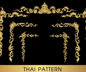 Golden thai ornaments art vector material 05