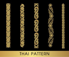 Golden thai ornaments art vector material 06
