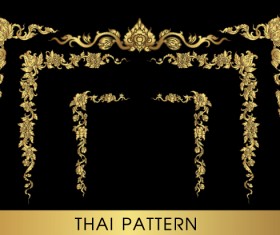 Golden thai ornaments art vector material 07