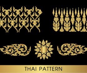 Golden thai ornaments art vector material 08