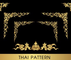 Golden thai ornaments art vector material 09