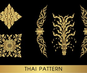 Golden thai ornaments art vector material 10