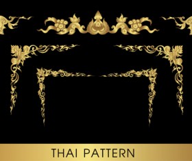 Golden thai ornaments art vector material 11