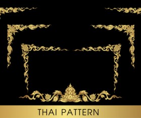 Golden thai ornaments art vector material 12