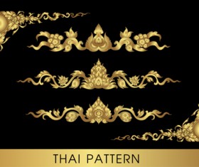 Golden thai ornaments art vector material 13