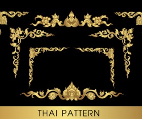 Golden thai ornaments art vector material 15