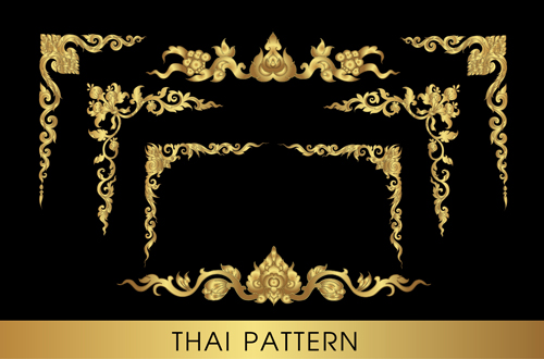 Golden thai ornaments art vector material 15
