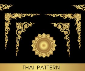 Golden thai ornaments art vector material 16